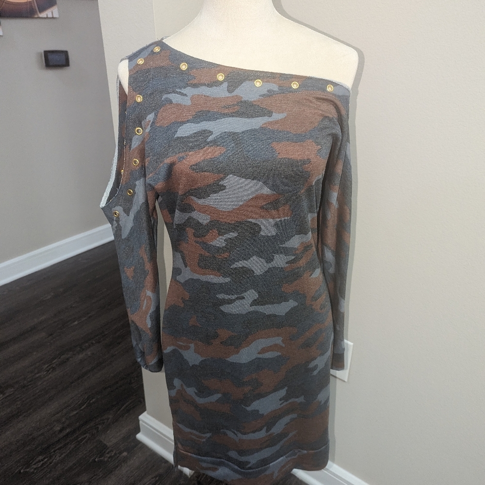 Cold One Shoulder Camo Dress/Size